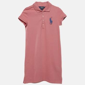Pre Owned Polo Ralph Lauren Kids Pink Pique Polo Dress 8-10 Yrs