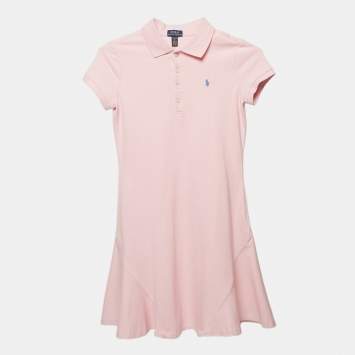 Pre Owned Polo Ralph Lauren Kids Pink Cotton Flare Polo Dress 12-14 Yrs