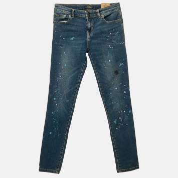 Polo Ralph Lauren Kids Blue Painted Denim The Tompkins Skinny Jeans 16 Yrs Waist 26"