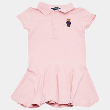 Pre Owned Polo Ralph Lauren Kids Pink Cotton Pique Mini Dress 3Yrs