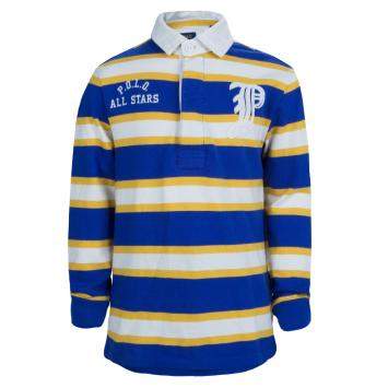 Pre Owned Ralph Lauren Blue and Yellow Striped Long Sleeve Polo T-Shirt 5 Yrs