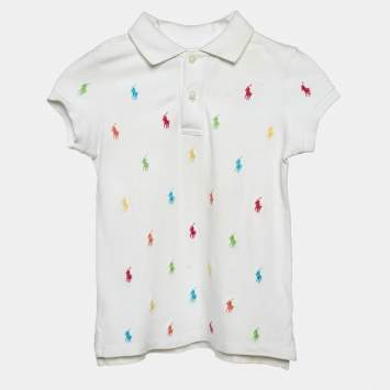 Pre Owned Ralph Lauren Kids White Logo Embroidered Cotton T-Shirt 6 Yrs