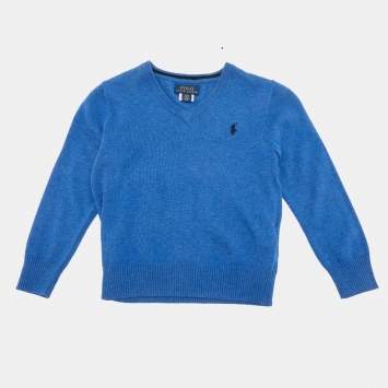 Pre Owned Ralph Lauren Kids Blue Wool V-Neck Sweater 4Yrs 