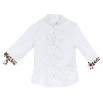 Pre Owned Roberto Cavalli Angels White Ruffle Neck Button Down Shirt 8 Yrs 