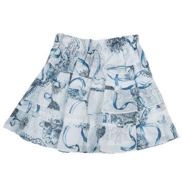Pre Owned Roberto Cavalli Angels White Printed Tiered Skirt 10 Yrs 