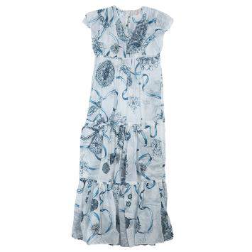 Roberto Cavalli Angels White Printed Tiered Maxi Dress 10 Yrs 