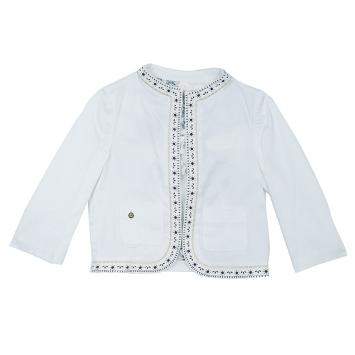Pre Owned Roberto Cavalli Angels White Leather Trim Jacket 10 Yrs 