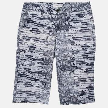 Pre Owned Roberto Cavalli Kids Blue Lizard Print Gabardine Bermuda Shorts L