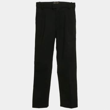 Pre Owned Roberto Cavalli Kids Black Wool Gabardine Side Trimmed Pants 8 Yrs