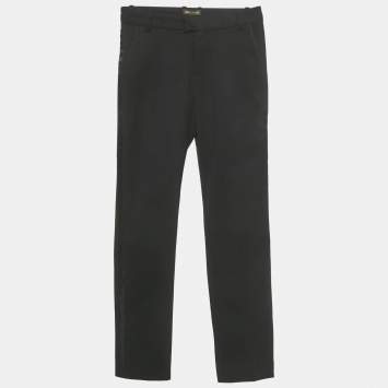 Pre Owned Roberto Cavalli Boys Black Black Wool Formal Pants XS