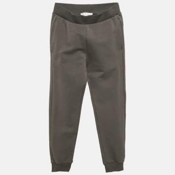 Pre Owned Roberto Cavalli Junior Grey Logo Embroidery Cotton Knit Joggers 8 Yrs