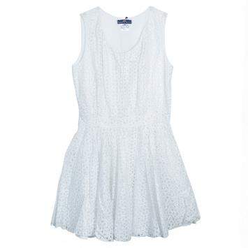 Pre Owned Roma e Tosca White Eyelet Embroidered Sleeveless Dress 10 Yrs 