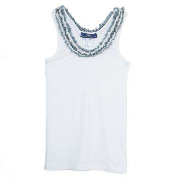 Pre Owned Roma e Tosca White Lace Trim Sleeveless Tshirt 10 Yrs 