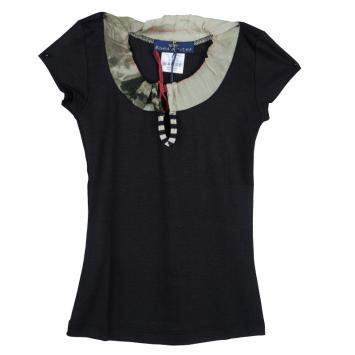 Pre Owned Roma e Tosca Black Contrast Neckline Tshirt 12 Yrs 