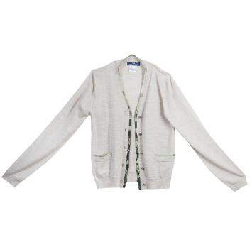 Roma e Tosca Beige Silk Trim Merino Wool Cardigan 12 Yrs 