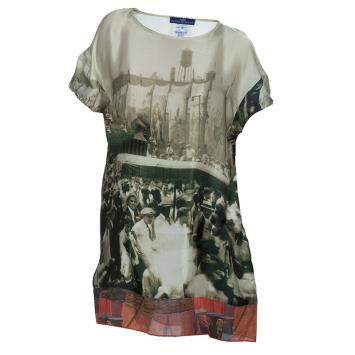 Pre Owned Roma e Tosca Beige New York Printed Silk Tunic Dress 12 Yrs 