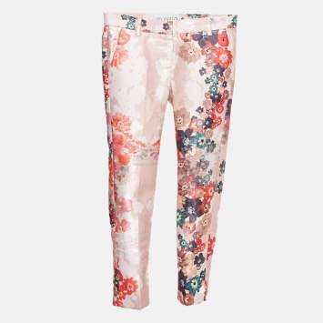 Pre Owned Simonetta Kids Pink Floral Jacquard Trouser 6 Yrs 