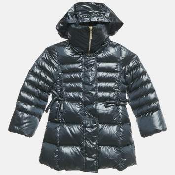 Pre Owned Simonetta Kids Navy Blue Nylon Hooded Down Jacket 4 Yrs