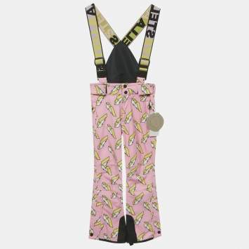 مملوكة مسبقًا Stella McCartney Kids Pink Lightning Bolt Print Synthetic Ski Trousers 6 Yrs