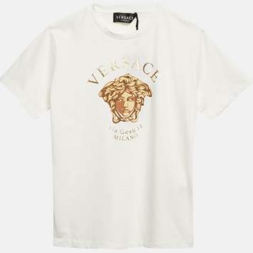 Pre Owned Versace Kids White Medusa Print Jersey T-Shirt 10 Yrs 