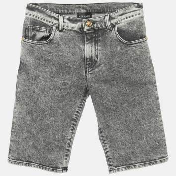 Pre Owned Versace Kids Grey Denim Shorts 12Yrs/Waist 28"