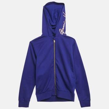 Versace Kids Blue Medusa Print Cotton Knit Zip-Up Jacket 10 Yrs 