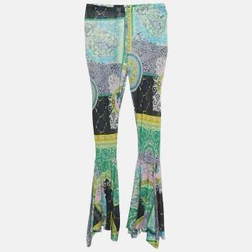 Pre Owned Versace Kids Multicolor Printed Jersey Flared Leg Trousers 10 Yrs