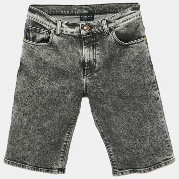 Versace Kids Grey Washed Denim Bermuda Shorts 12 Yrs Waist 28"