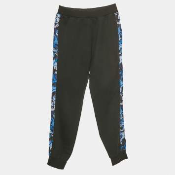 مملوكة مسبقًا Versace Kids Black Side Print Cotton Jogger Pants 10Yrs