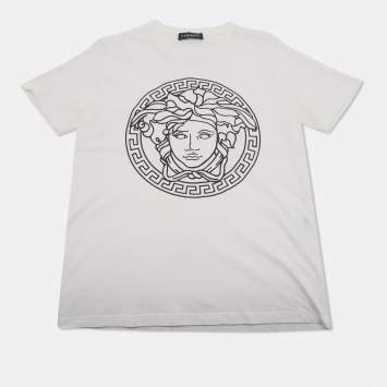 Pre Owned تي شيرت فيرساتشي أطفال أبيض بياقة دائرية قطنية بطبعة ميدوسا 14 سنة