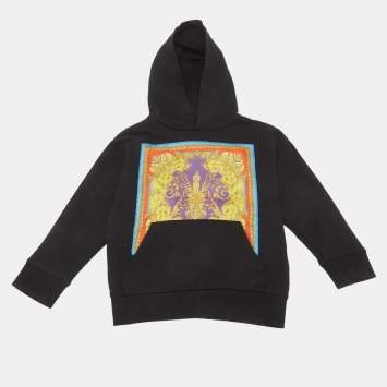 Pre Owned Versace Kids Black Barocco Goddess Print Hoodie 4Yrs