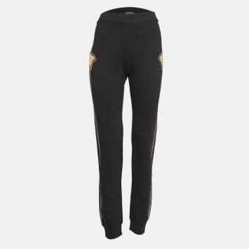 Pre Owned Versace Black Medusa Print Cotton Knit Joggers 14 Yrs