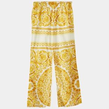 Versace White printed Cotton Pants 14R
