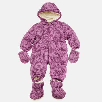 Pre Owned Young Versace Purple Borocco Print Puffer Jumpsuit Set 12M