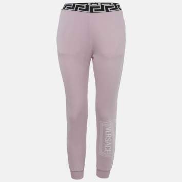 مملوكة مسبقًا Versace Kids Pink Logo Embroidered Cotton Sweatpants 12Yrs 