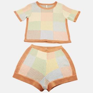Pre Owned Zimmermann Kids Multicolor Everley Knit Top and Shorts Set 10 Yrs 
