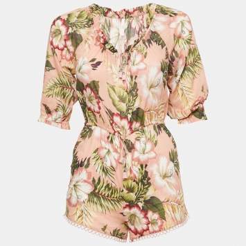Zimmermann Kids Pink Floral Print Cotton Jumpsuit 6 Yrs 