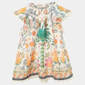 مملوكة مسبقًا Zimmermann Multicolour Kids Ginger Tropical Print A- Line Dress 2 Yrs 