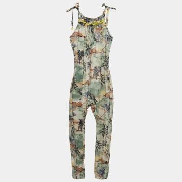 Pre Owned Zimmermann Green/Multicolor Print Cotton Jumpsuit (10 Yrs)