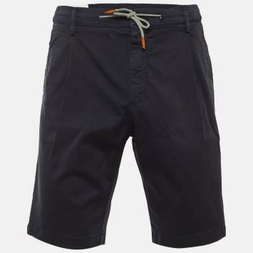Pre Owned Eleventy Navy Blue Cotton Shorts L
