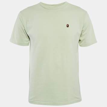 Pre Owned A Bathing Ape Green Cotton Crew Neck T-Shirt M