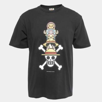 Pre Owned A Bathing Ape Black Print Cotton Crew Neck Half Sleeve T-Shirt XL