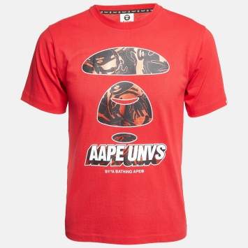 A Bathing Ape Military Green Camo Shark Print Cotton Crew