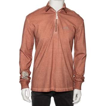 Pre Owned A Cold Wall Sandstone Orange Pique Knit Half Zipper Front Sweatshirt M