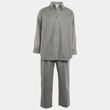 Pre Owned Acne Studios Grey Wool Blend Long Shirt and Pants Set L