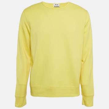Pre Owned Acne Studios Yellow Knit Casey Crinkle Sweatshirt M