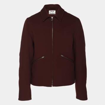 Pre Owned Acne Studios Burgundy/Blue Polyester Miles Paw Jacket S