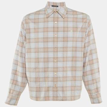 Pre Owned Acne Studios Blue Checkered Print Cotton Shirt S