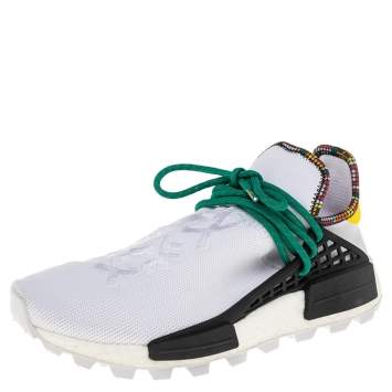 Pre Owned Pharrell Williams x Adidas White Fabric Human Body NMD Sneakers Size 40.5