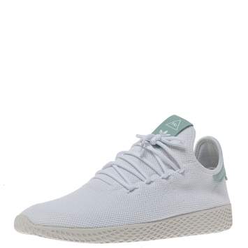 Pre Owned Pharrell Williams x Adidas White Cotton Knit PW Tennis Hu Sneakers Size 46
